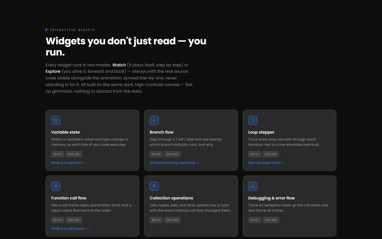 epochai widget library: variable state, branch flow, loop stepper and more